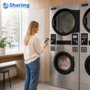 20kg Coin Card Operated Stack Washer Dryer Space Saving Laundromat Equipment