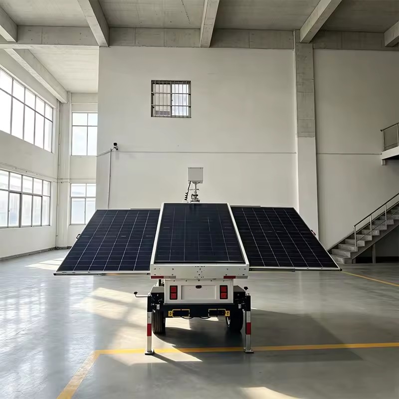 All Weather Solar Security CCTV Trailer Waterproof Durable for Desert Mining Farm Solar