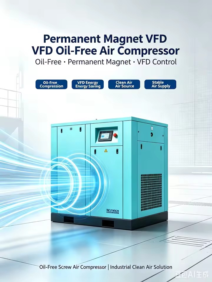 Oil Free Silent Screw Air Compressor 10hp 18.5kW 37kW 90kW CE Low Noise Industrial for Electronics