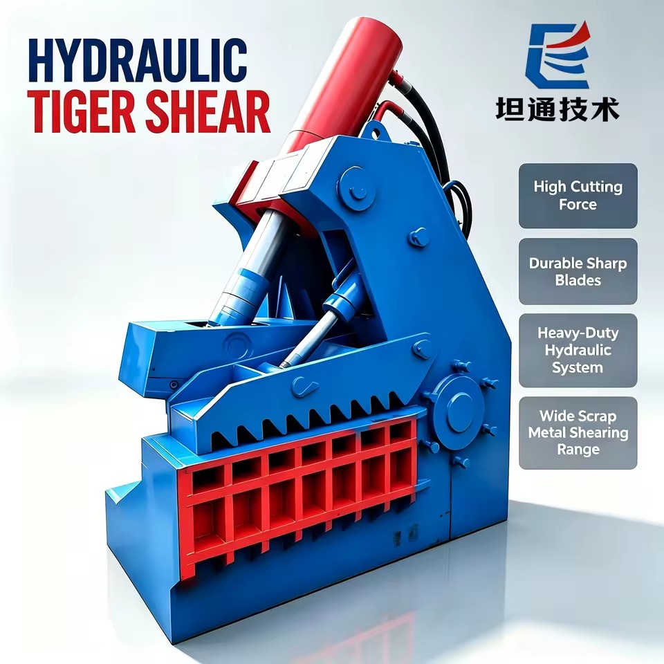 Energy Saving Large Capacity Tiger Head Cutting Machine With Conveyor for Continuous Scrap Metal Feeding