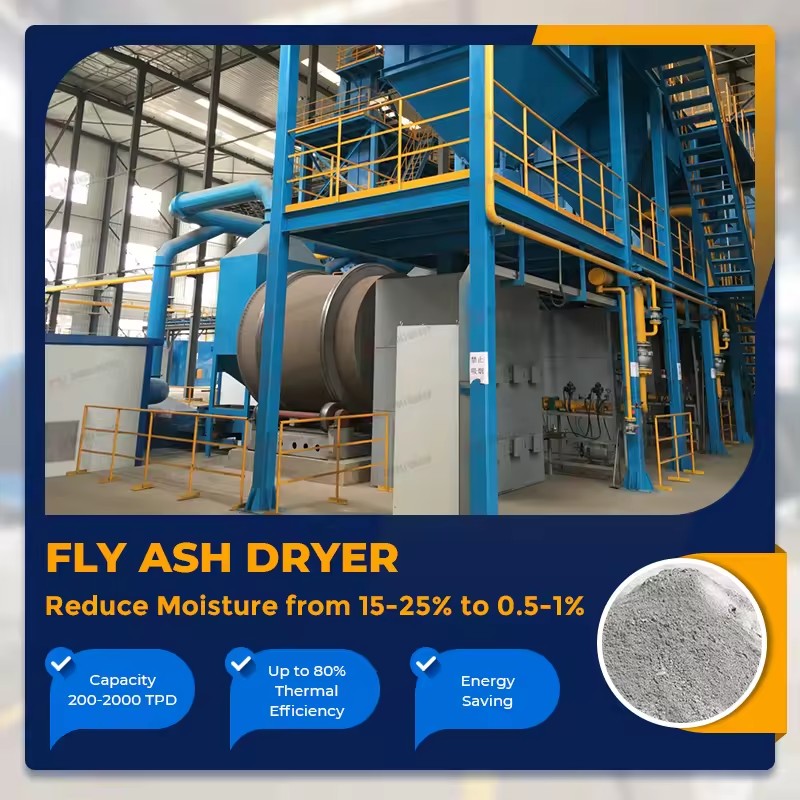 High Capacity Ash Drying Plant Continuous Rotary Dryer for Power Plant Waste Ash