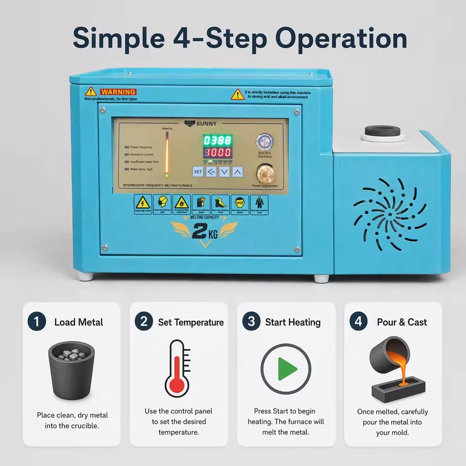 Quick Heating Gold Smelter 1kg Portable Mini Induction Melting Furnace Electric Digital Temperature Control Jewelry Casting