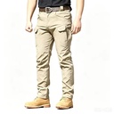 Heavyweight Polyester Men Tactical Cargo Pants, Ripstop Waterproof Multi-Pocket Outdoor Wear Resistant Straight Work Trousers