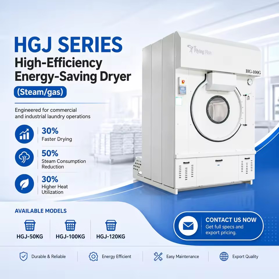 Industrial Tumble Dryer Steam Gas Heated Commercial Laundry Dryer High Efficiency Drying Equipment for Hotel Hospital Laundry