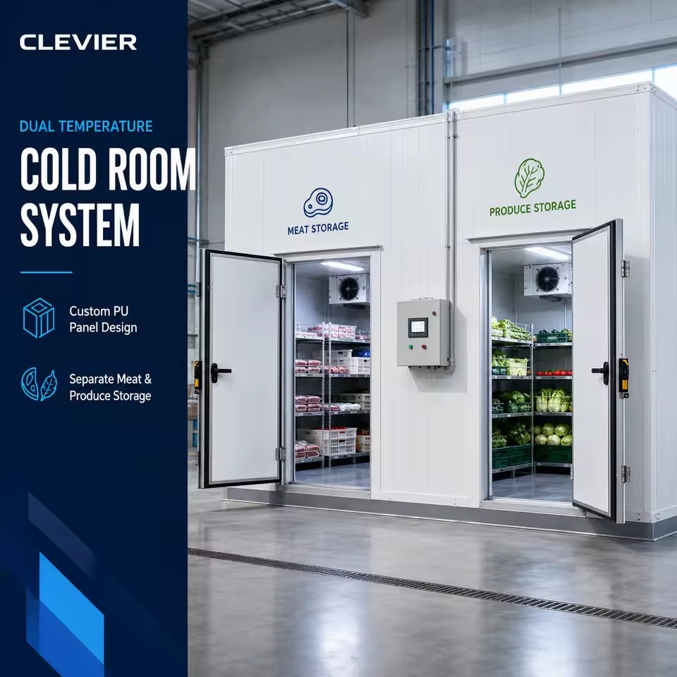 Dual Compartment Freezer and Chiller Cold Room for Separate Meat and Produce Cold Storage Project