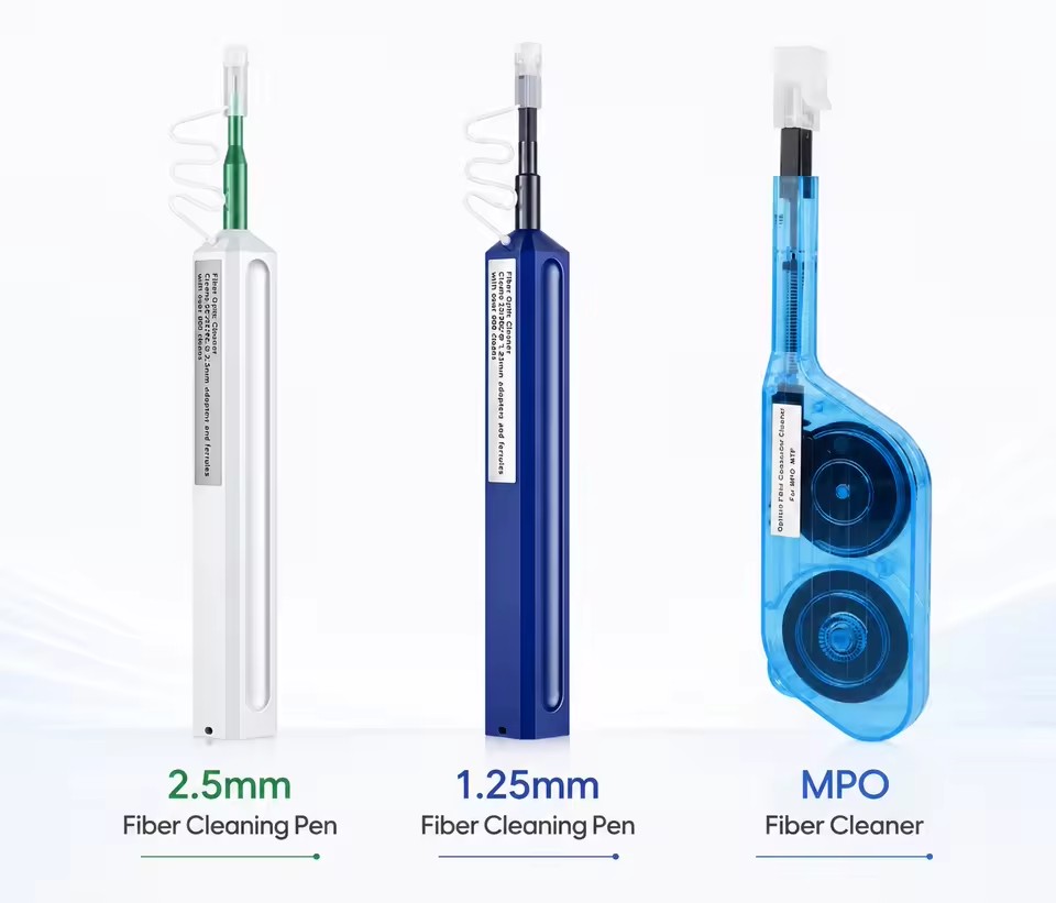 High Density Fiber Cleaning Tool Kit 3pcs One Click Cleaner 800+ Times MPO MTP LC SC 1.25mm 2.5mm Fiber Cleaning Pen
