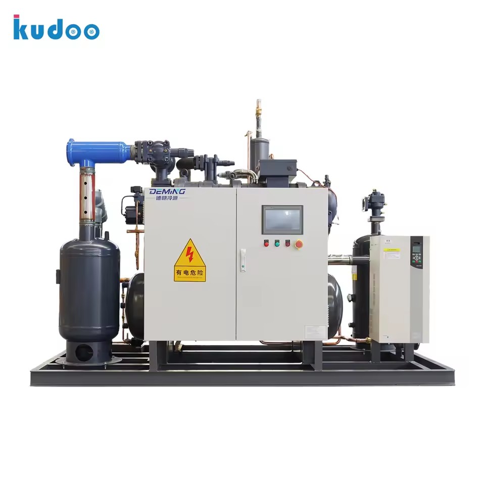 Energy Saving Hanbell 100HP 80HP Inverter Screw Compressor Unit R507 Refrigerant for Low Temp Blast Freezing Systems (-65~10C)