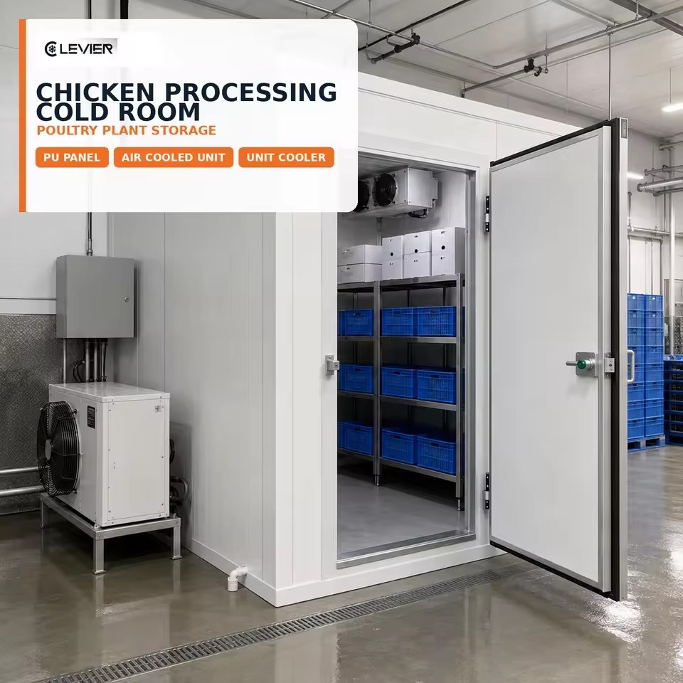Chicken Processing Cold Room for Poultry Plant Cold Storage with Air Cooled Refrigeration System