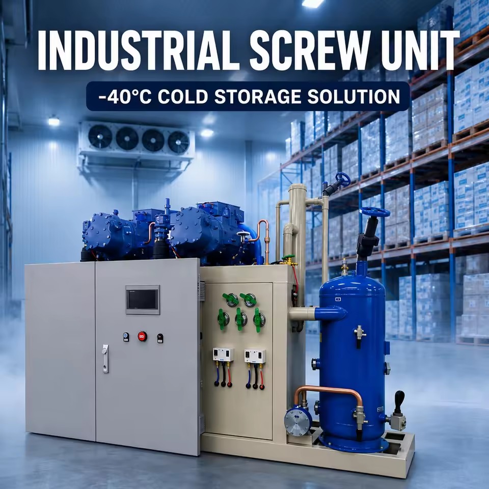 Heavy Duty Screw Refrigeration Equipment 50HP-150HP for Industrial Cooling Plant Frozen Goods and Storage