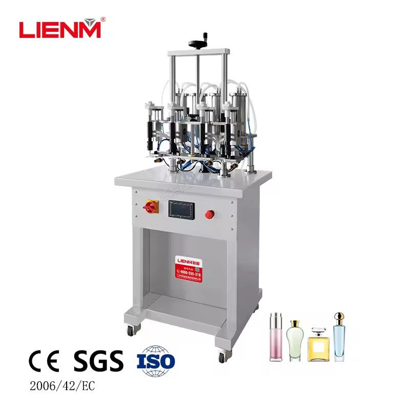 Semi-Automatic Pneumatic 4-Head High Precision 200ml Perfume & Nail Polish Bottle Filling Machine