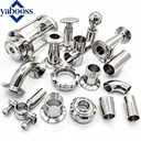 Stainless Steel Sanitary Food Grade Low Chemical Resistant Pipe Fittings Conform SMS 3A DIN Standard Elbow Tee Reducer Tri Clamp