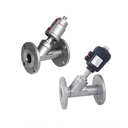 304stainless Steel Plastic Cylinder Angle Seat Valve Flange Y-shaped Steam Pneumatic Valve Angle Valve Pneumatic Angleseat Valve
