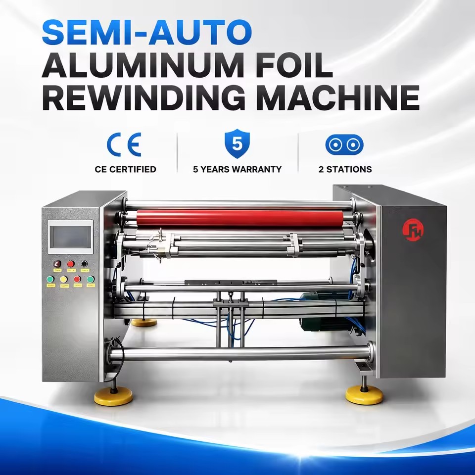 Semi Automatic Aluminum Foil Rewinder Machine with Double Cooling System and Precision Tension Control