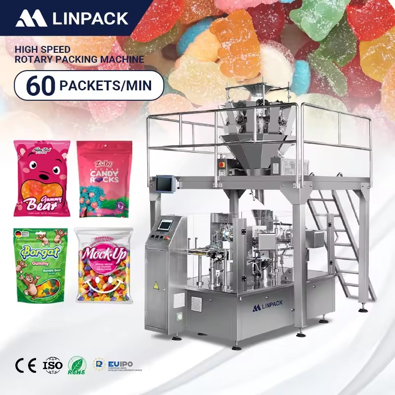 LINPACK High Speed Rotary Automatic Premade Pouch Counting and Sealing Packaging Machine for Candy