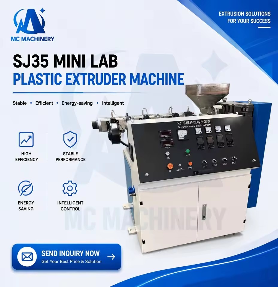 SJ35 Mini Lab Single Screw 35mm Diameter Plastic Extruder Extrusion Machine for Profile 3D Printer Filament and Sealing Strip