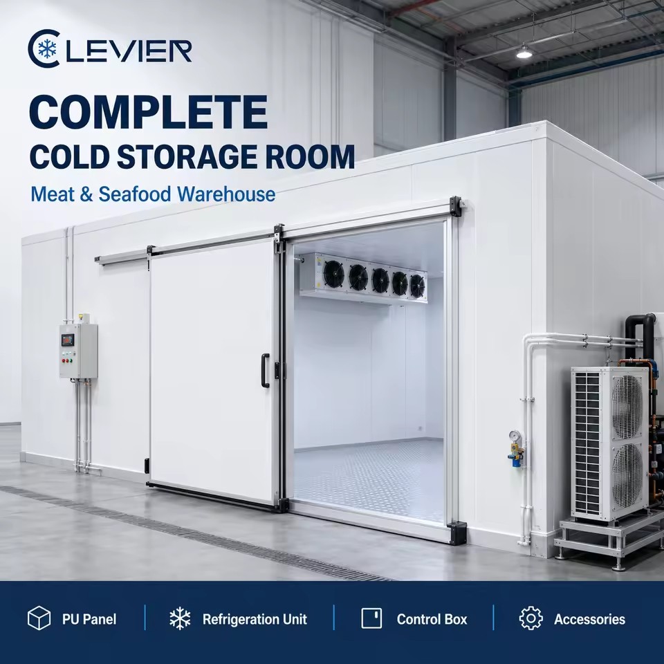 Complete Cold Room Set for Meat and Seafood Cold Storage with Refrigeration Unit and Accessories