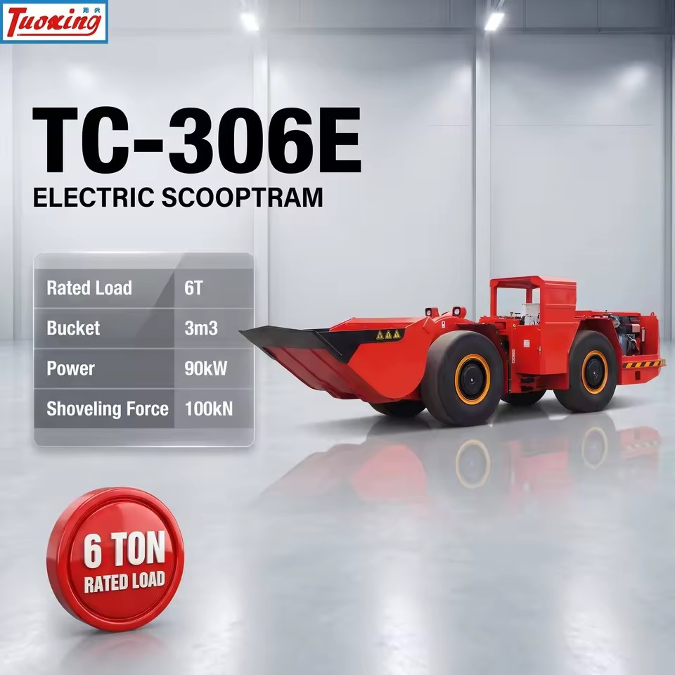 Tuoxing TC-306E Electric Underground LHD Chargeuse 3m Bucket 90kW Power Energy Saving 150kN 1 Year Warranty 18.5 Ton
