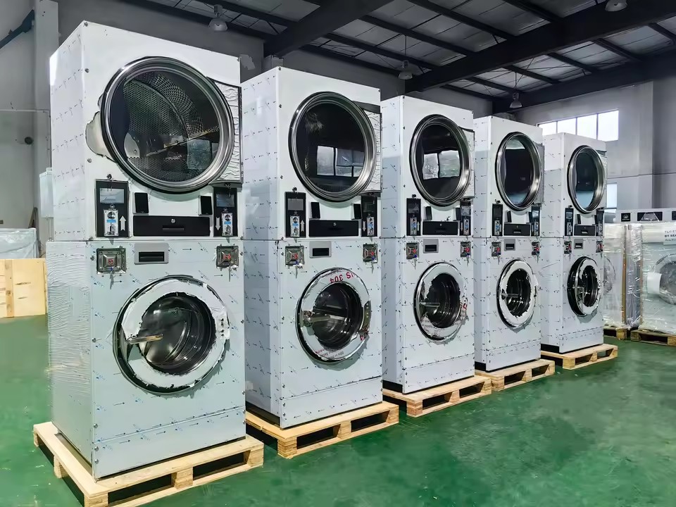 Space Saving Stackable Coin Operated Commercial Washer and Dryer Combo 16kg High Efficiency