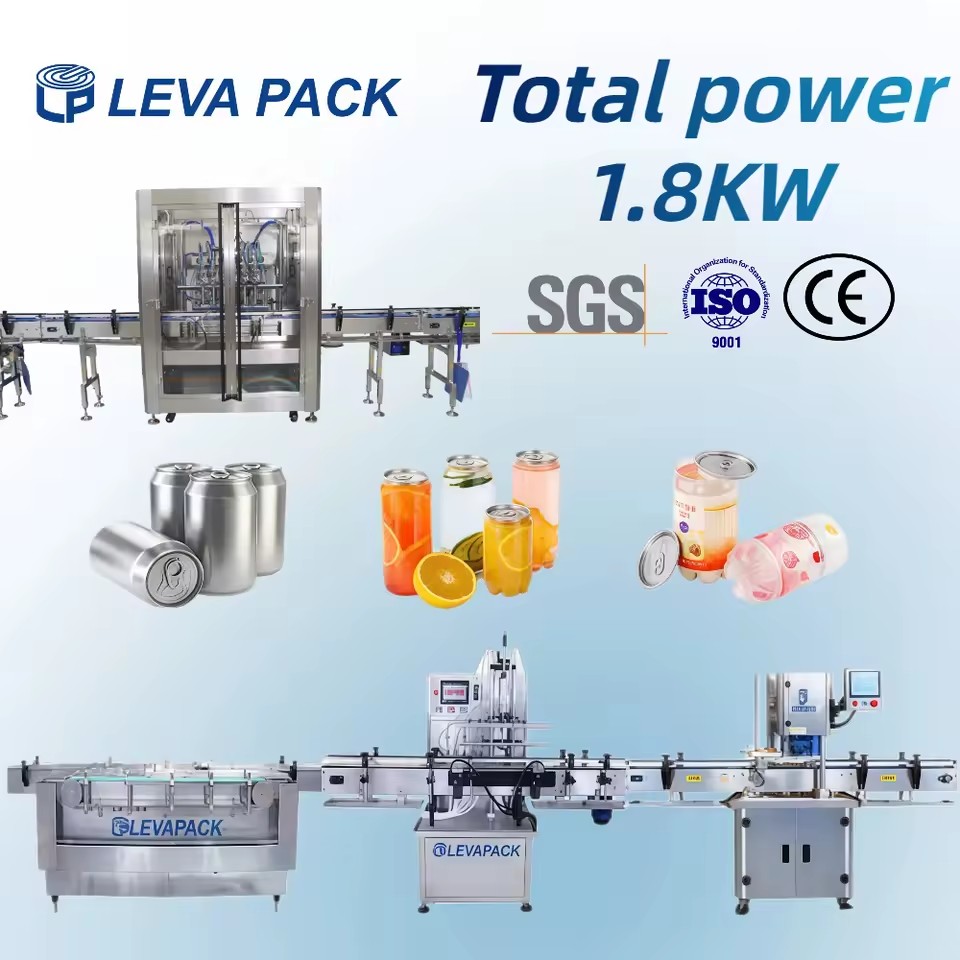 Levapack Automatic Electric Beverage Line High Precision Liquid Filler Capping System for Bottles Cans Glass Plastic Metal