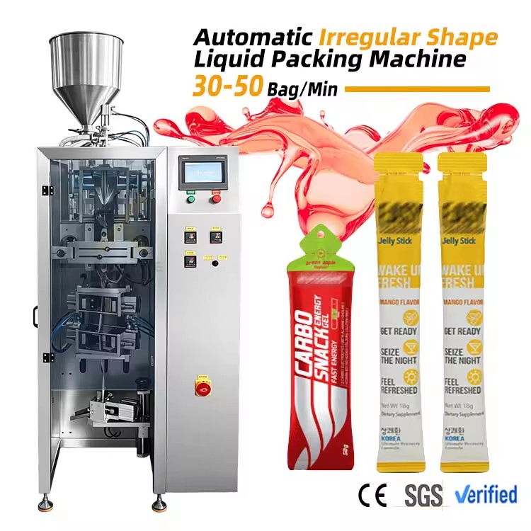 Automatic Vertical Irregular Shape Sachet Bag Liquid Energy Jelly Stick Packing Machine