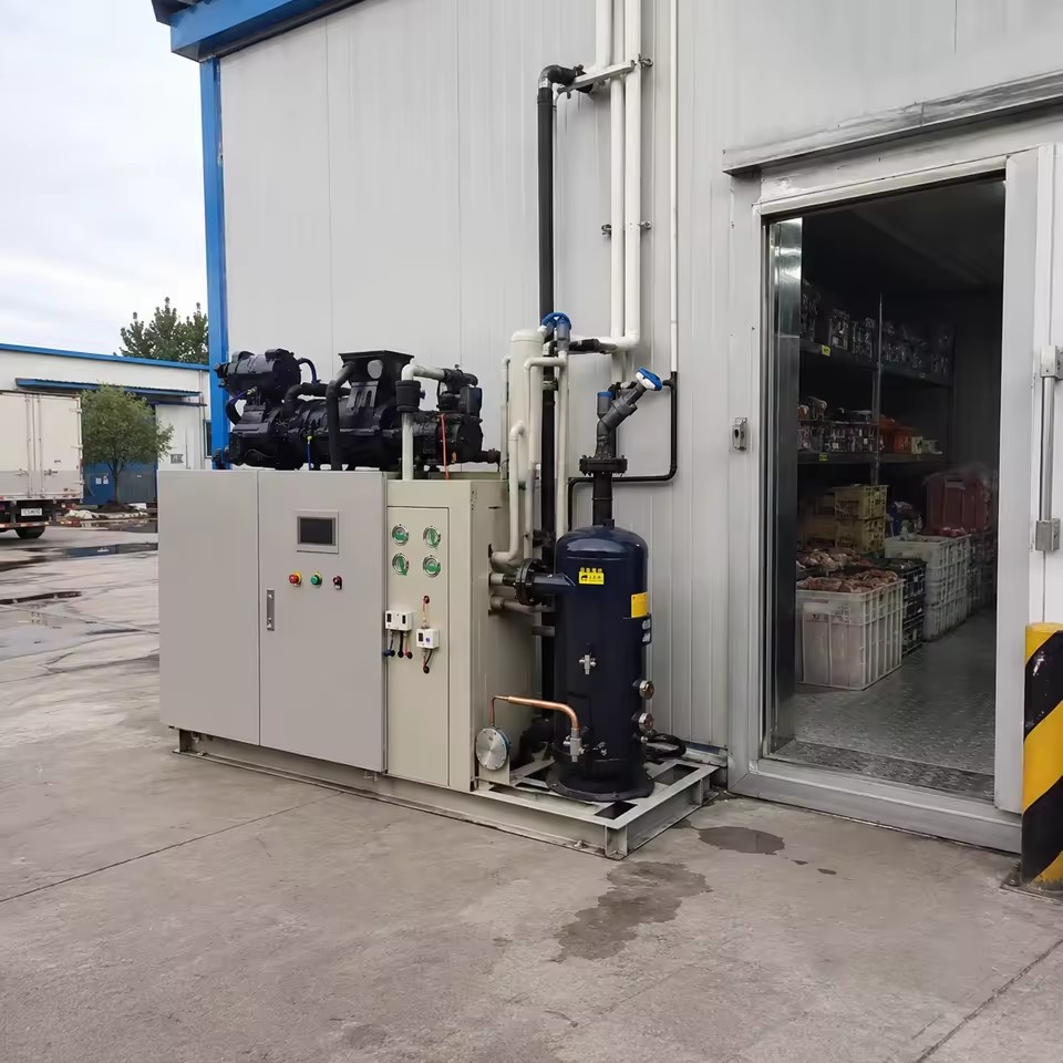 Large Scale Screw Refrigeration System for Food Production Frozen Goods Storage and Industrial Cooling Plants