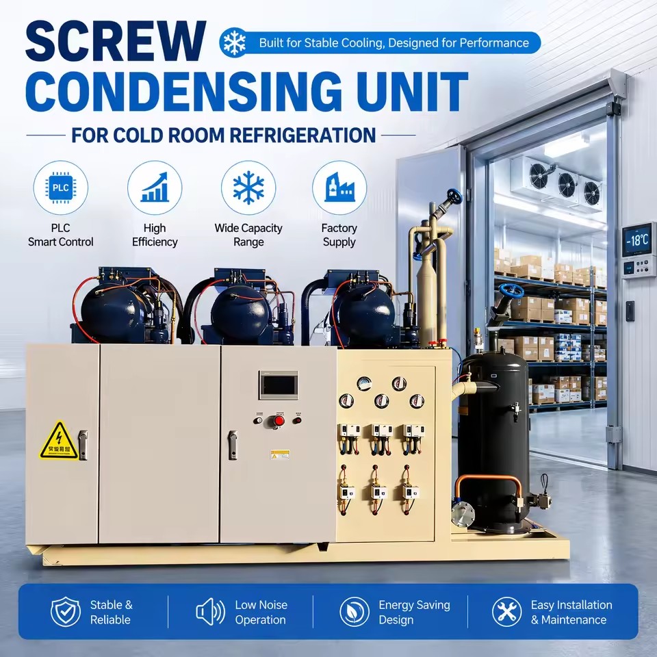 Efficient Screw Refrigeration Unit for Fresh Meat Storage Dairy Processing and Temperature Controlled Rooms