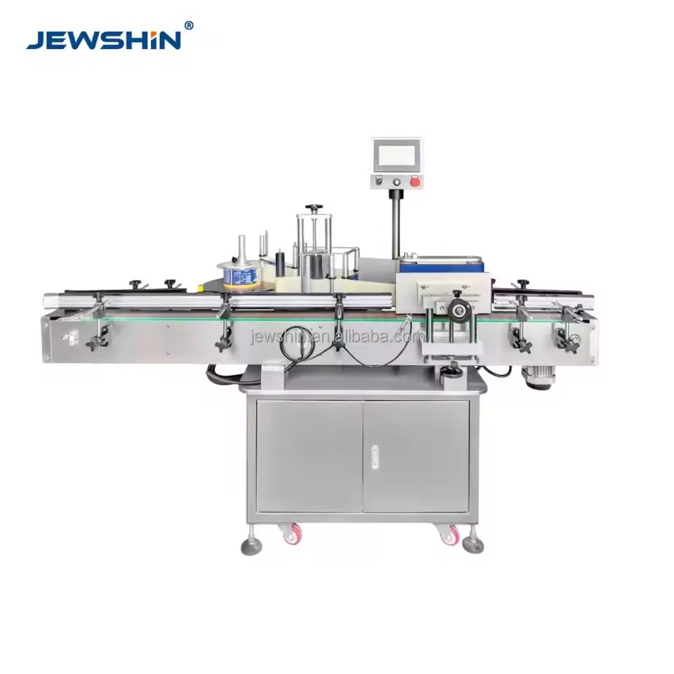 PLC Driven Automatic Round Bottle Labeling Machine for Lotion Shampoo Serum Essential Oil Cosmetic Bottles High Speed Labeler