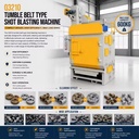 CE Q326 Tumble Belt Shot Blasting Machine 3000kg Heavy Duty Mn13 PLC Sa2.5 Foundry Automotive Castings Engine Gearbox Pump