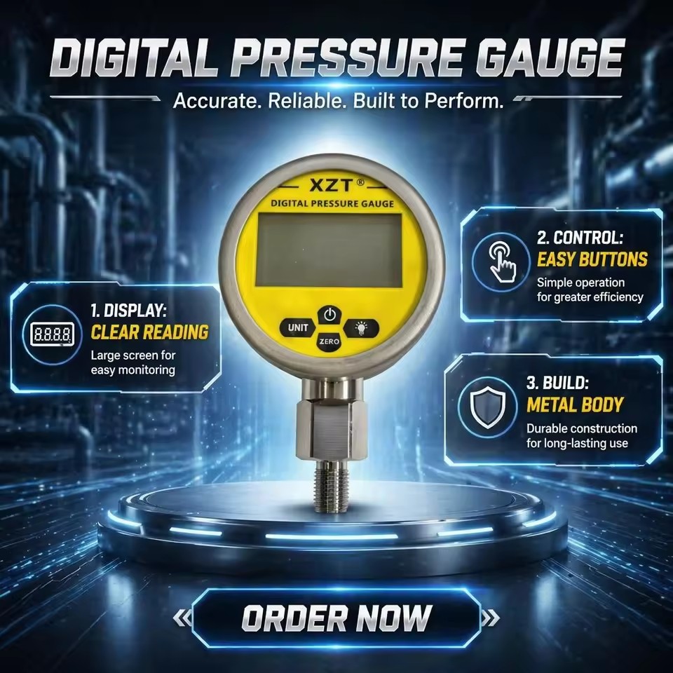 XZD80 80mm 1000BAR BSP1/4 Stainless Intelligent Meter Liquid Manometer Digital Display Pressure Gauge