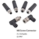 M8 Sensor Connector Industrial Automotive 3P Waterproof IP67 Brass Gold-plated Contacts Field Wireable Straight/Angled Male
