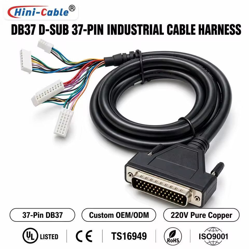 DB37 D-Sub 37Pin Male Multi JST Breakout Cable Assembly 0.3M-5M PVC Pure Copper PLC CNC Industrial Automation OEM