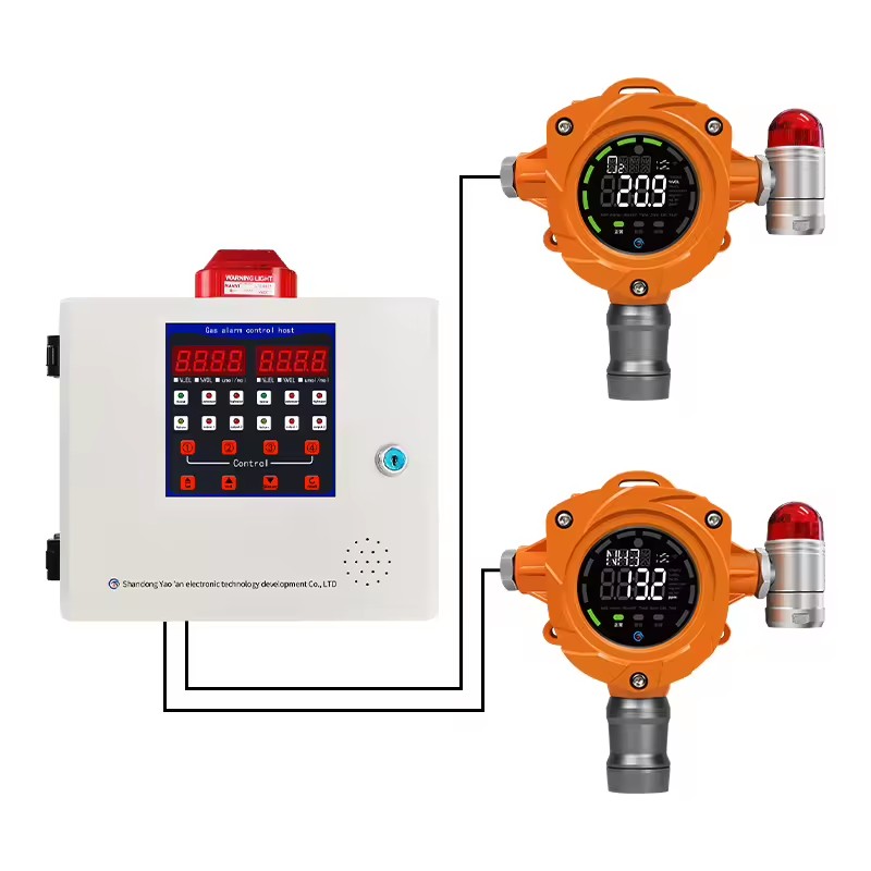 Fixed Gas Detector D400 100%LEL O2 30%VOL Toxic Gas with Sound Light Alarm ATEX CE 4-20mA RS485 Output Industrial Safety