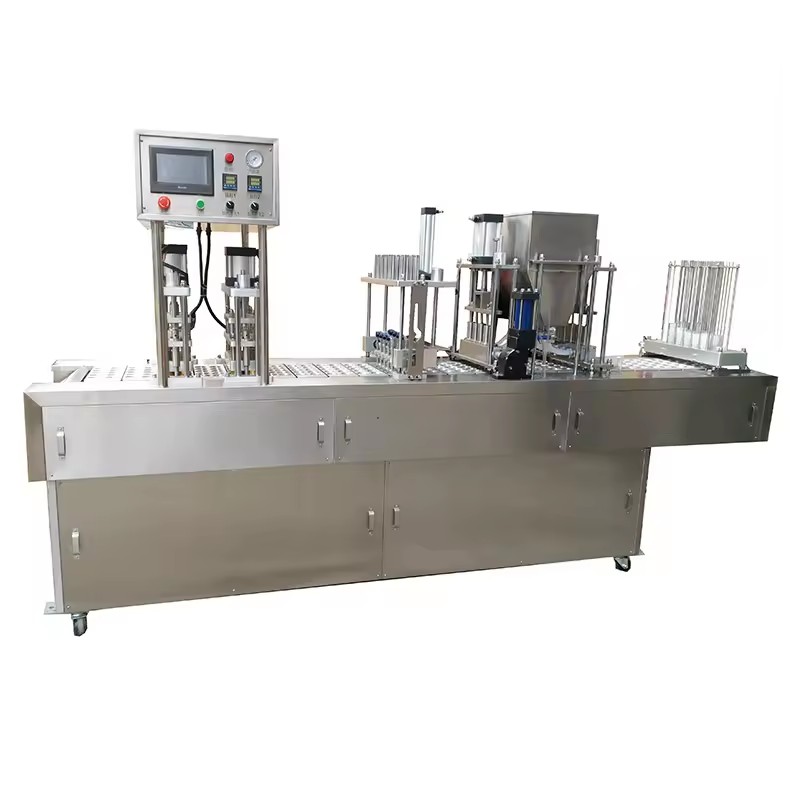 Automatic Stainless Steel Cup Water Milk Yogurt Jelly Filling Sealing Machine Touch Screen Control for Dairy Packaging