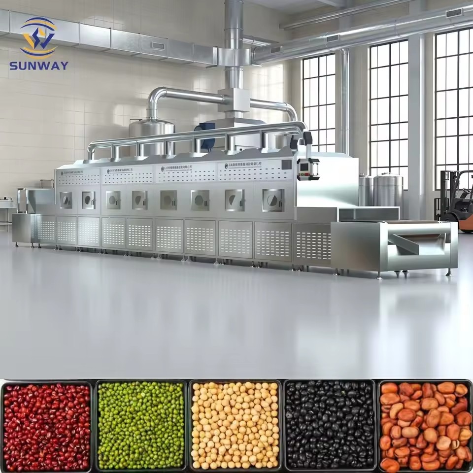Commercial Various Whole Grains and Pulses Tunnel-type Microwave Dehydration Machine Line Equipment Price