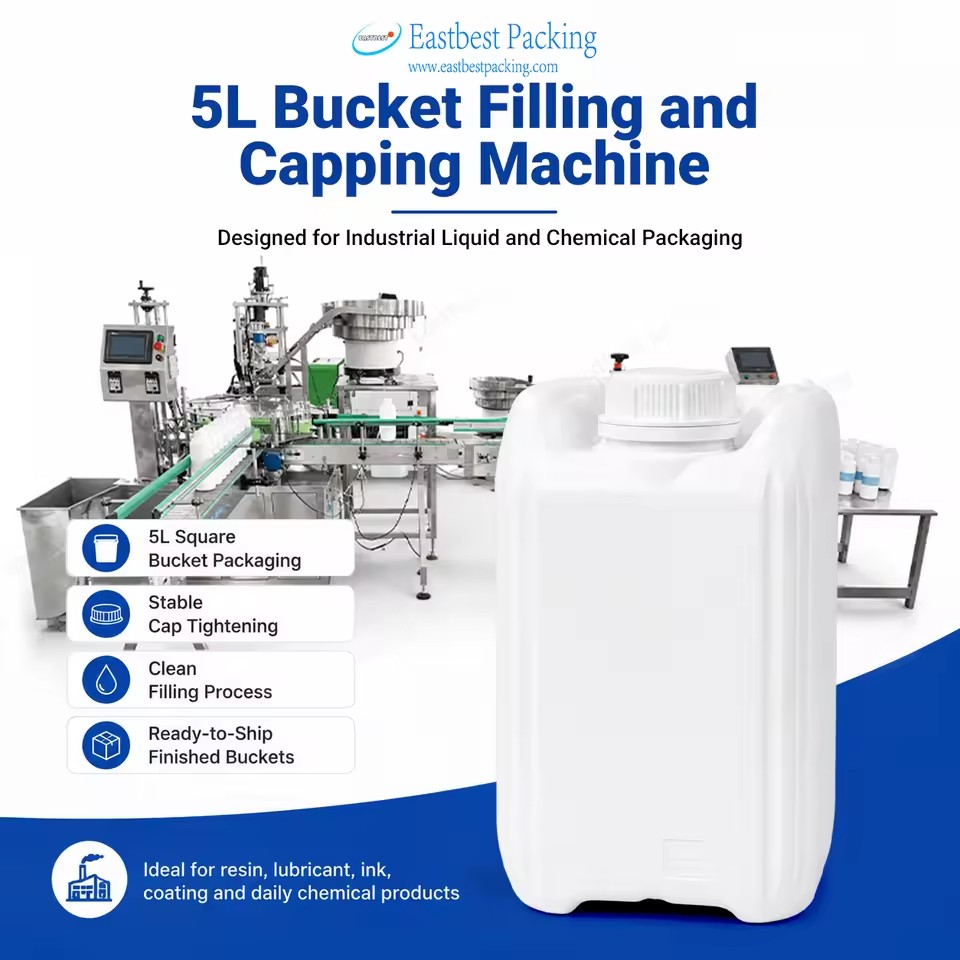 Stable Clean Precise Conveyor 5 Liter Bucket Filling and Capping Machine for Industrial Liquid Chemical Production