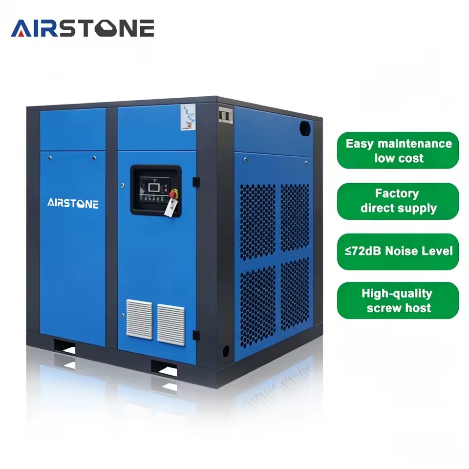AS-100HB Industrial Rotary Screw Air Compressor 75KW 100HP Direct Drive Fixed Speed 8-10Bar 380V IP54 for Cement Mixing Plant