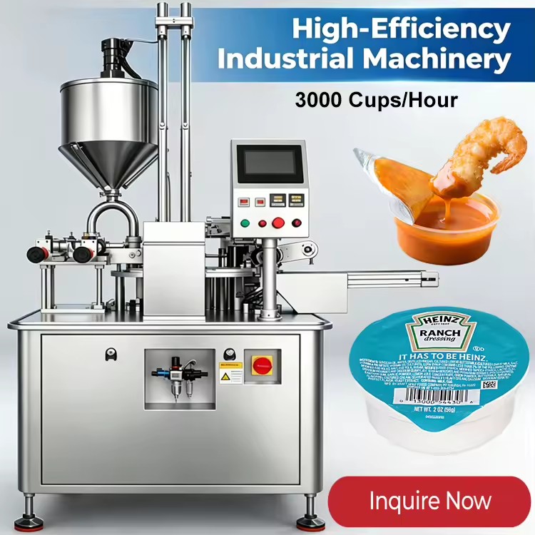 Automatic 1oz 2oz Dipping Sauce Cup Filling Packing Machine Sweet Sauce Garlic Chilli Sauce Cup Filling and Sealing Machine