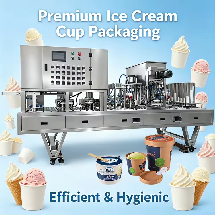 High Productivity Automatic Ice Cream Filling Packing Machine Ice Cream Cup Filling and Sealing Machine