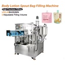 Automatic Body Lotion Spout Bag Filling Machine 20-40 Bag/Min Piston Dosing for Lotion Shampoo Sauce Spout Pouch Packing Machine