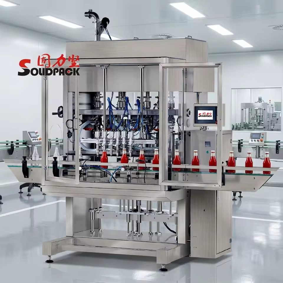 Solidpack Automatic Tomato Paste Filling Machine - Stainless Steel Bottle Packing Equipment for Sauce