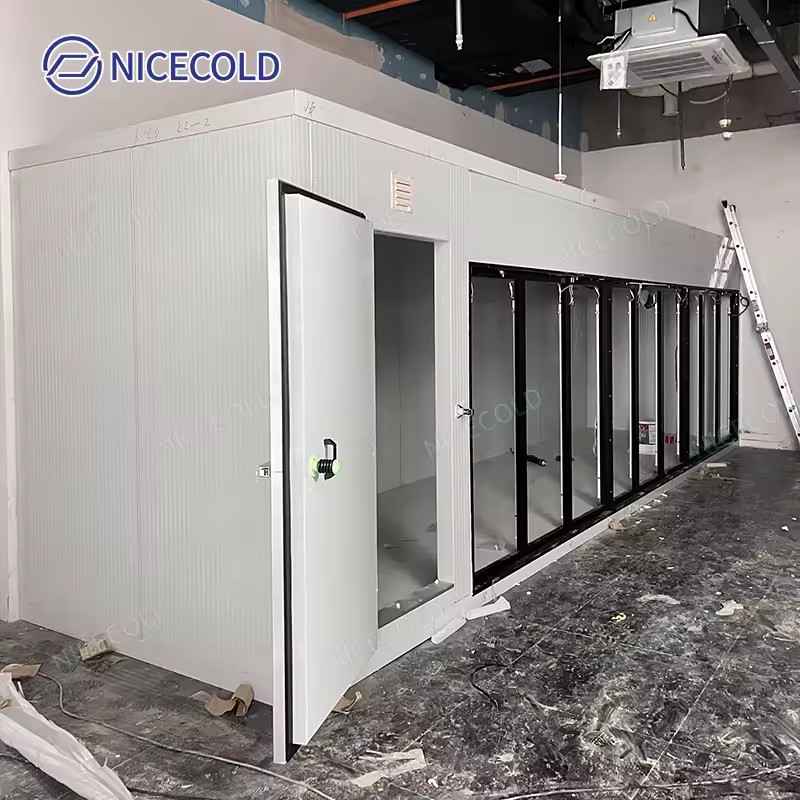 Space Saving Display Cold Room Custom Size PU Panel Glass Door Walk in Cooler for Retail Grocery Store