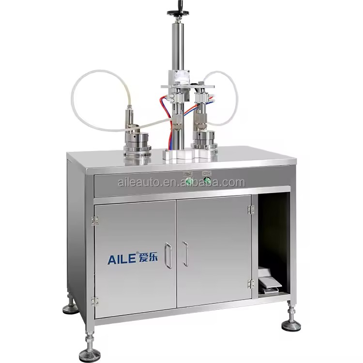 High Efficiency Semi Automatic Pneumatic Aerosol Liquid Filling Machine Pump Stainless Steel High Accuracy Aluminum Cans Oil
