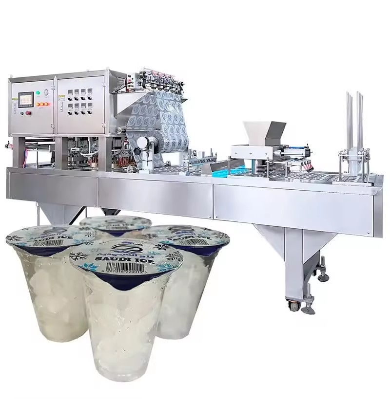 Stainless Steel Automatic High Speed Ice Cube Cup Filling Sealing Machine for Plastic Water Drink Factory Packaging