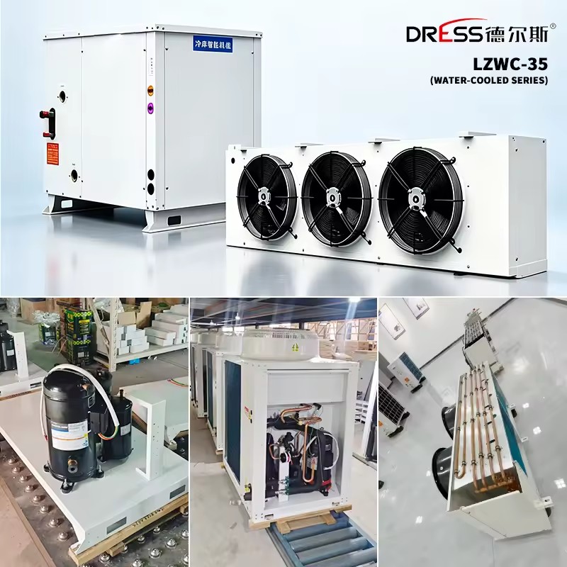 Water Cooled Cold Storage Condensing Unit LZWC-35 Emerson Scroll Compressor R410A 8.36kw Energy Saving PLC Remote Monitor
