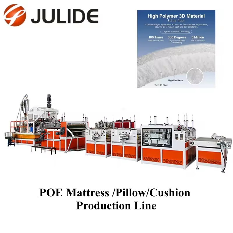 4D POE Air Fiber Mattress Production Machine Single Screw Spinneret Coil Noodle Extrusion Line 150-300kg/h Bed Cushion Making