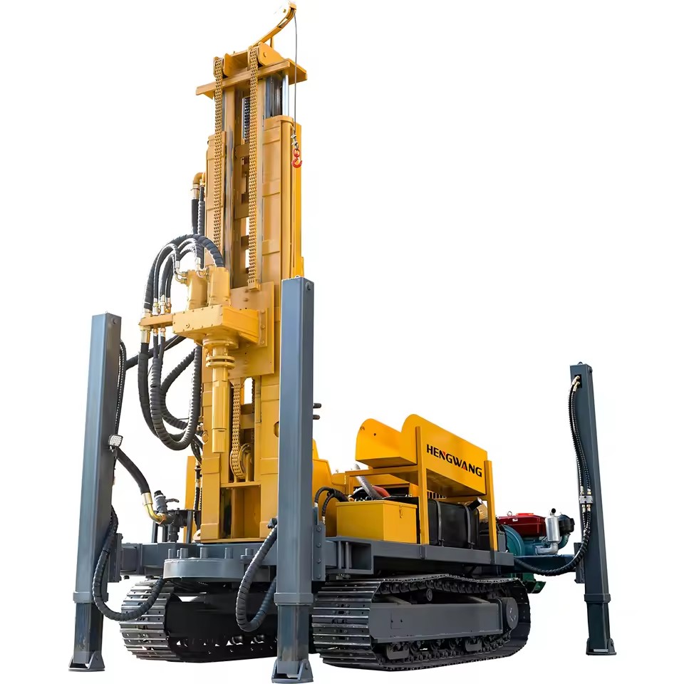 Steel Track Heavy Duty Pneumatic Drill Rig 320m Depth 9000kg Weight 85kW Power Deep Water Well Drill Rig for Mining Exploration