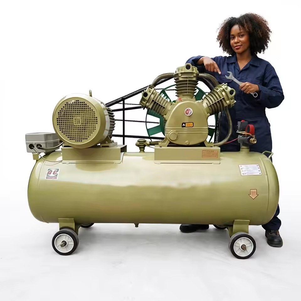 Energy Saving Belt Driven Piston Air Compressor Motor 0.25-2.0m/min 8-30Bar CE ISO Factory Direct Industrial Heavy Duty