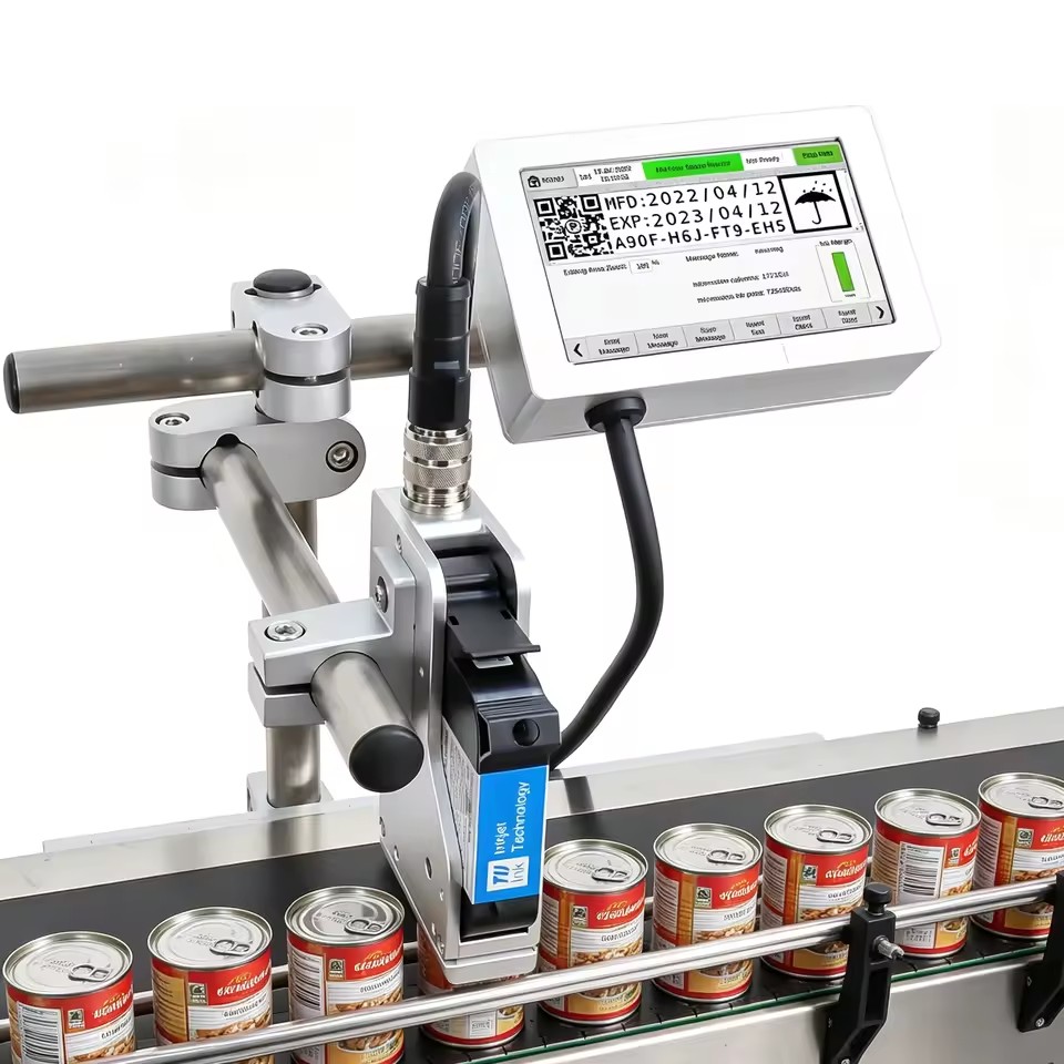 T180E Industrial 12.7mm TIJ Online Thermal Inkjet Printer QR Code Expiry Date Batch Coding Machine for Egg Box