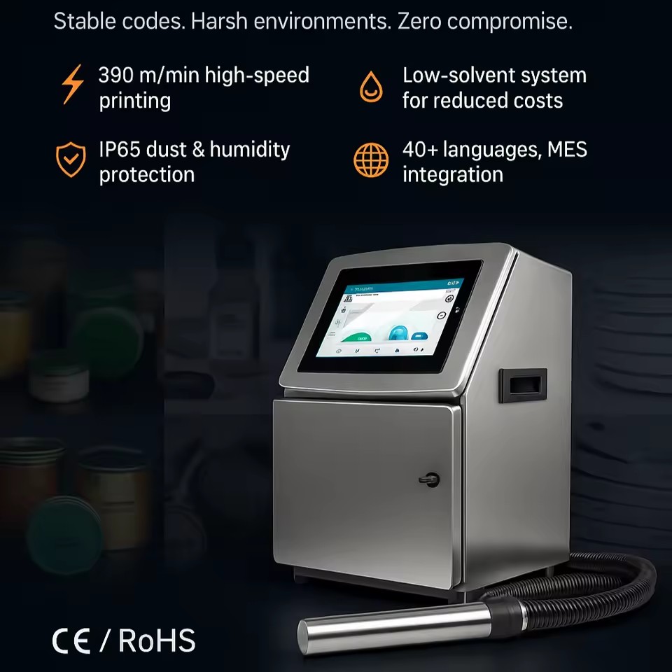 Automatic CIJ Small Character Continuous Inkjet Printing Printer V2000 Expiry Date Dot Matrix Coding Machine for Cable