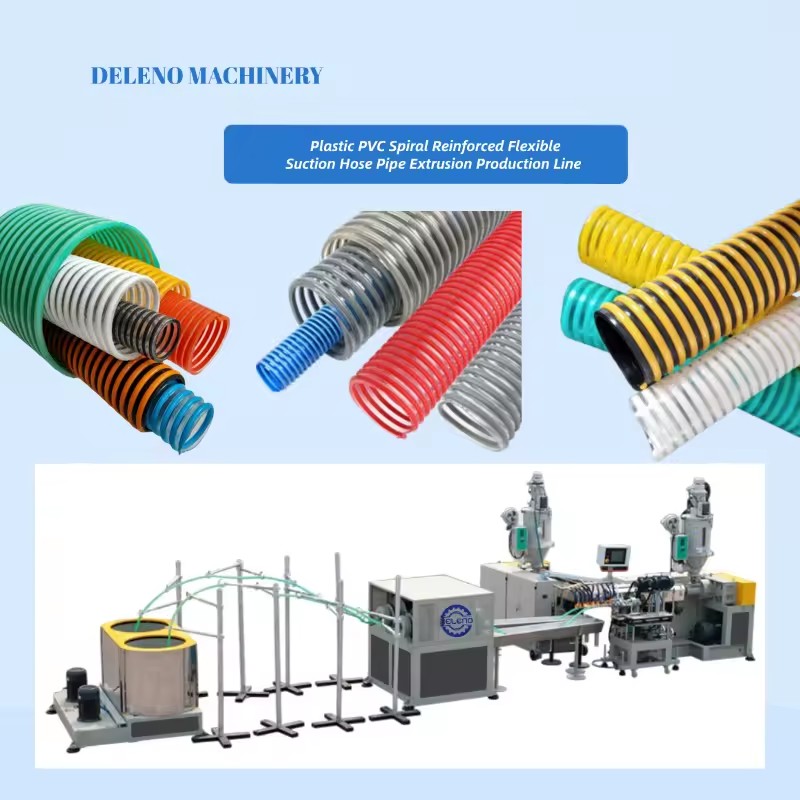 Energy Saving Single Screw Extruder PP/PE/PVC PLC Controlled Spiral Reinforced Flexible Suction Hose Drainage Pipe Extrusion